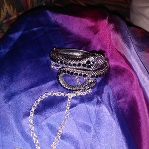 Vintage Silver Onyx Snake Set